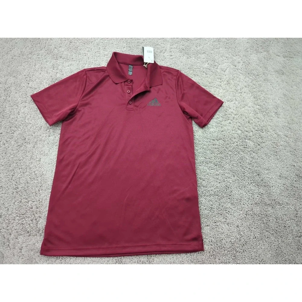 Adidas Polo Shirt‎ Mens Small Red Short Sleeve Logo D2M Golf Athletic NEW #2